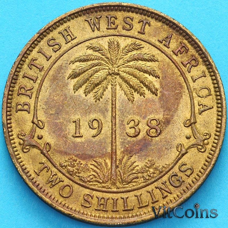 Монета Британская Западная Африка 2 шиллинга 1938 год. КН