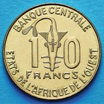 Западная Африка 10 франков 2012 год.