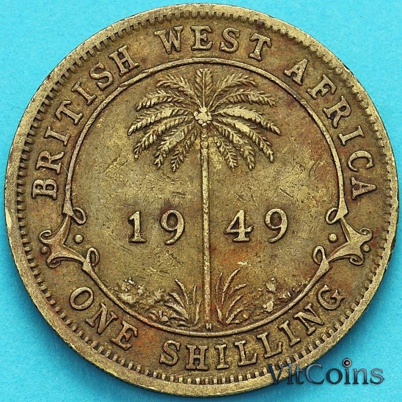 Монета Британская Западная Африка 1 шиллинг 1949 год. Н