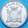 Монета Замбия 1 квача 2024 год. Замбийский дятел.