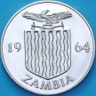 Монета Замбия 1 шиллинг 1964 год. Венценосная птица-носорог. Пруф