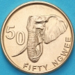 Монета Замбия 50 нгве 2024 год. Саванный слон.