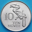 Монета Замбия 10 нгве 1982 год. Птица носорог.