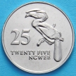 Монета Замбия 25 нгве 1992 год. Птица носорог.