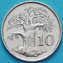 Зимбабве 10 центов 1999 год. Баобаб.