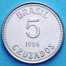 Бразилия 5 крузадо 1986 год.