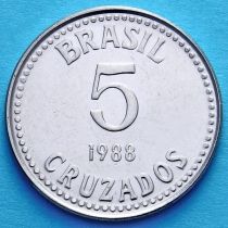 Бразилия 5 крузадо 1988 год.