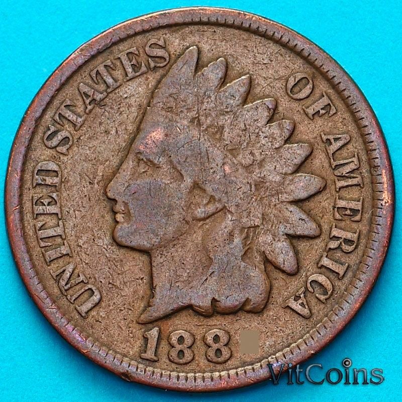 Монета США 1 цент 1888 год.