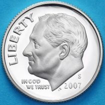 США 10 центов (дайм) 2007 год. S. Пруф