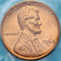 США 1 цент 1964 год. D