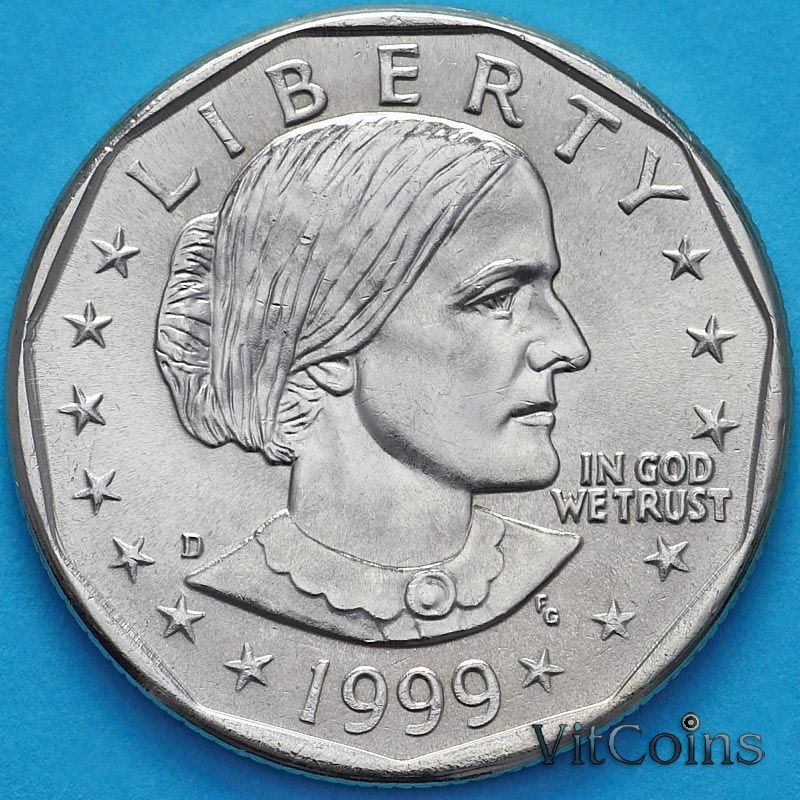 Монета США 1 доллар 1999 год. Сьюзен Энтони. D