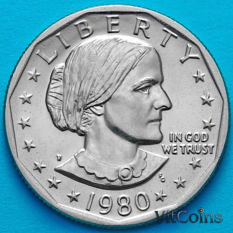 Монета США 1 доллар 1980 год. Сьюзен Энтони. Р. UNC