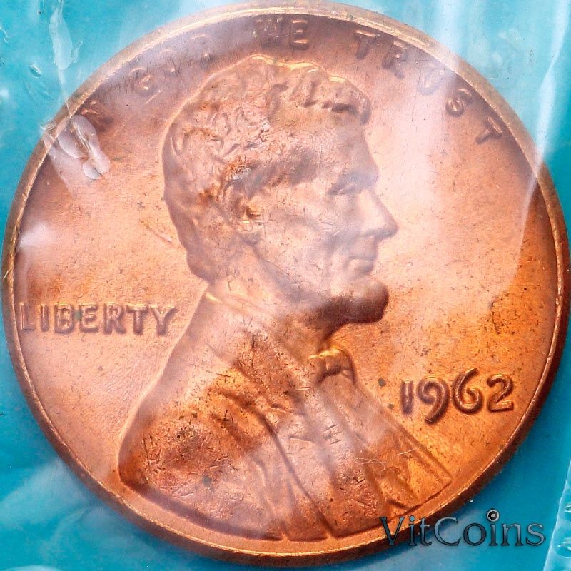 Монета США 1 цент 1962 год. Р