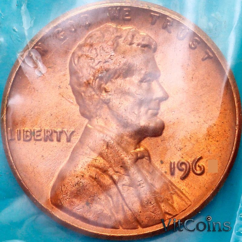 Монета США 1 цент 1963 год. Р