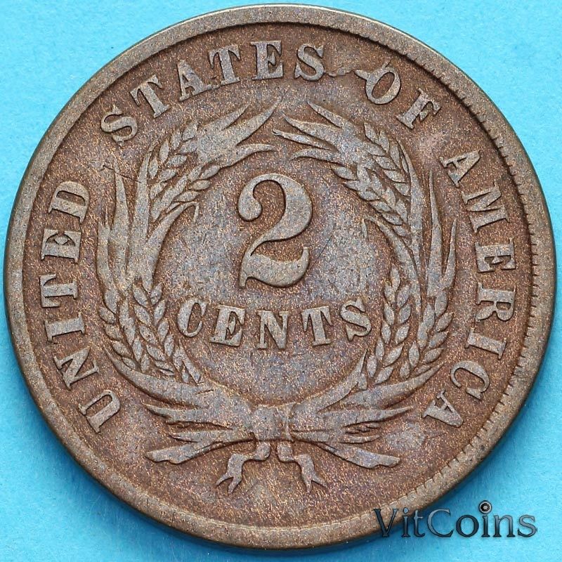 Монета США 2 цента 1864 год. №2
