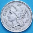 Монета США 3 цента 1869 год. Three Cent Nickel.