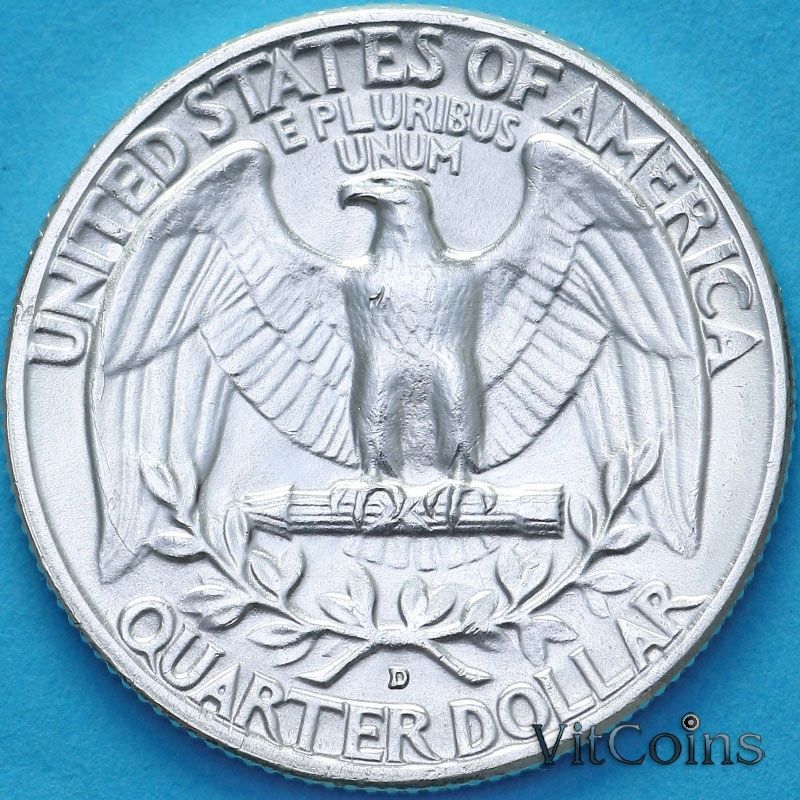 Монета США 25 Центов 1963 год. D. UNC Монета США 25 Центов 1963 год. D. UNC