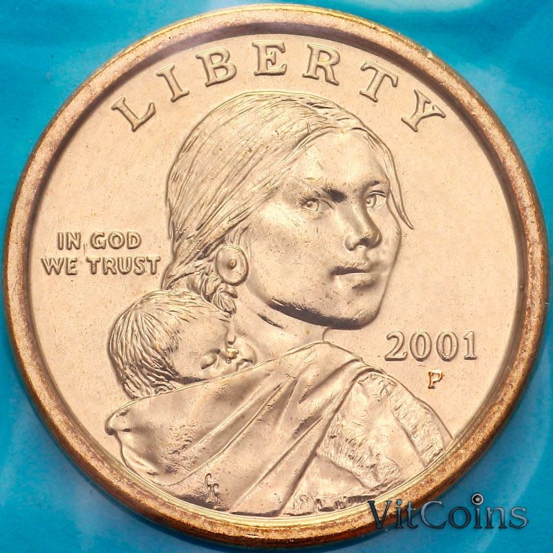 Монета США 1 доллар 2001 год. Сакагавея. Парящий орел. Р.