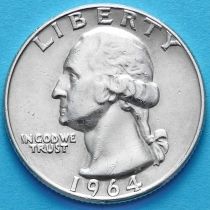 США 25 центов (квотер) 1964 год. Филадельфия. Серебро