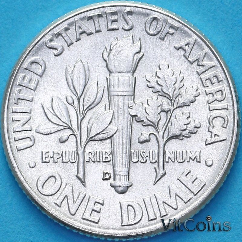 Монета США 10 центов 1963 год. D. UNC