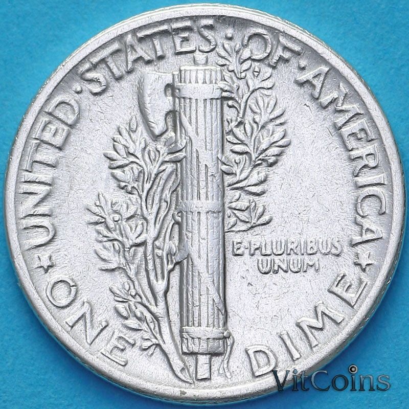 Монета США 10 центов (дайм) 1944 год. VF