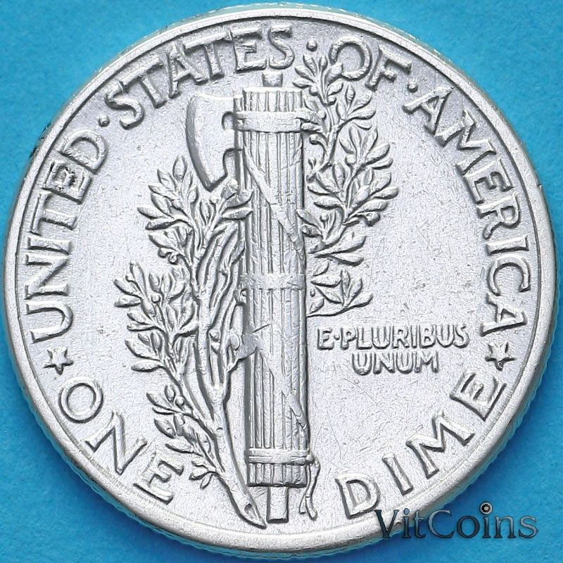 Монета США 10 центов (дайм) 1945 год. VF