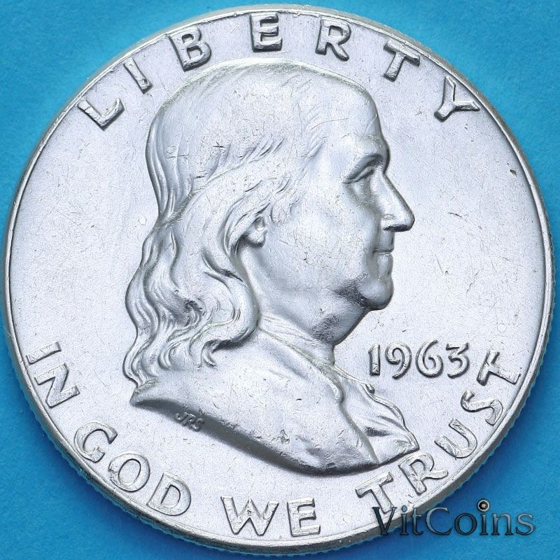 Монета США 50 центов 1963 год.