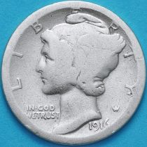 США 10 центов (дайм) 1916 год. Филадельфия. Серебро.