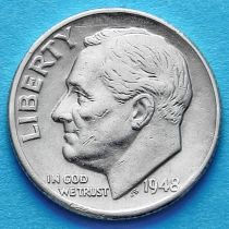 США 10 центов (дайм) 1948 год. S. Серебро