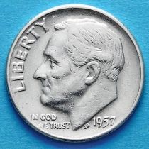 США 10 центов (дайм) 1957 год. D. Серебро