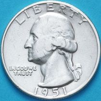 США 25 центов (квотер) 1951 год. D. Серебро