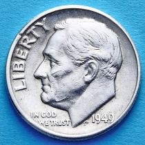 США 10 центов (дайм) 1949 год. Филадельфия. Серебро