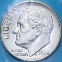 США 10 центов (дайм) 1964 год. D. UNC