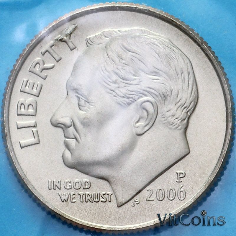 Монета США 10 центов 2006 год. P. BU