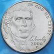 Монета США 5 центов 2006 год. Монтичелло. Р. BU