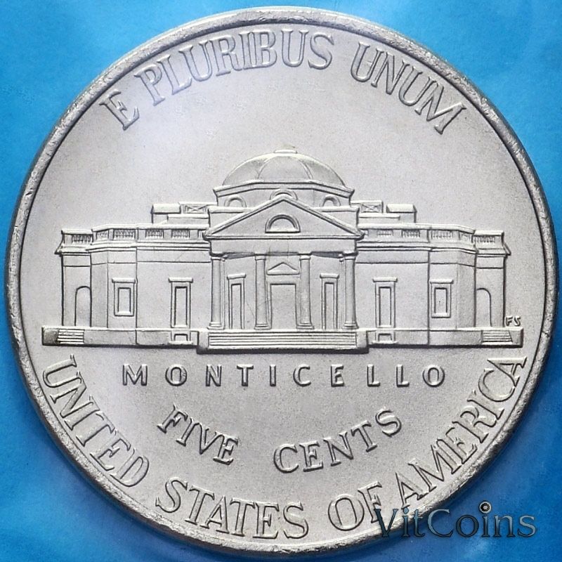 Монета США 5 центов 2006 год. Монтичелло. Р. BU