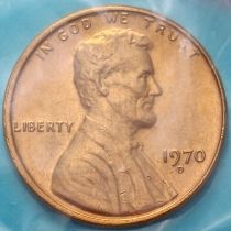 США 1 цент 1970 год. D
