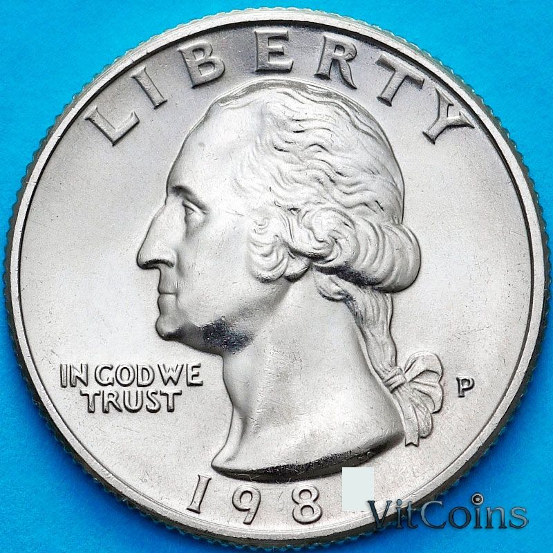 Монета США 25 центов 1980 год. P