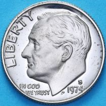 США 10 центов (дайм) 1974 год. S. Пруф