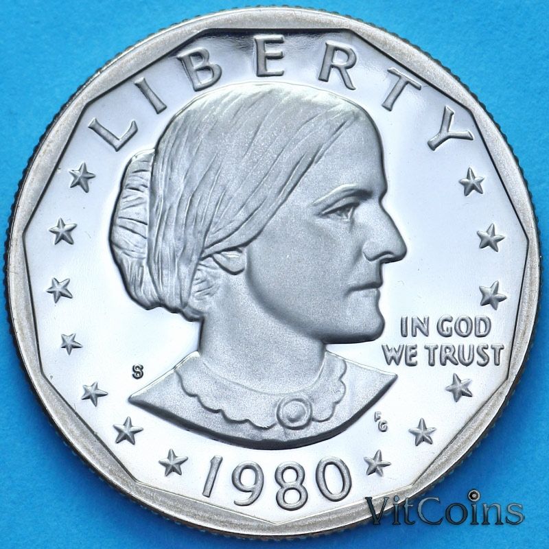 Монета США 1 доллар 1980 год. Сьюзен Энтони. Пруф. S