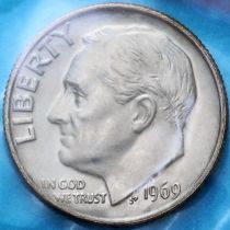 США 10 центов (дайм) 1969 год. Р