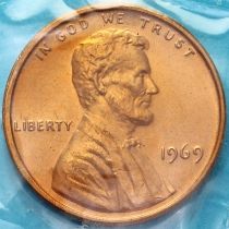 США 1 цент 1969 год. Р