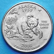 США 25 центов 2008 год. Аляска. Р