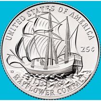 США 25 центов 2026 год. Мэйфлауэрский договор. D