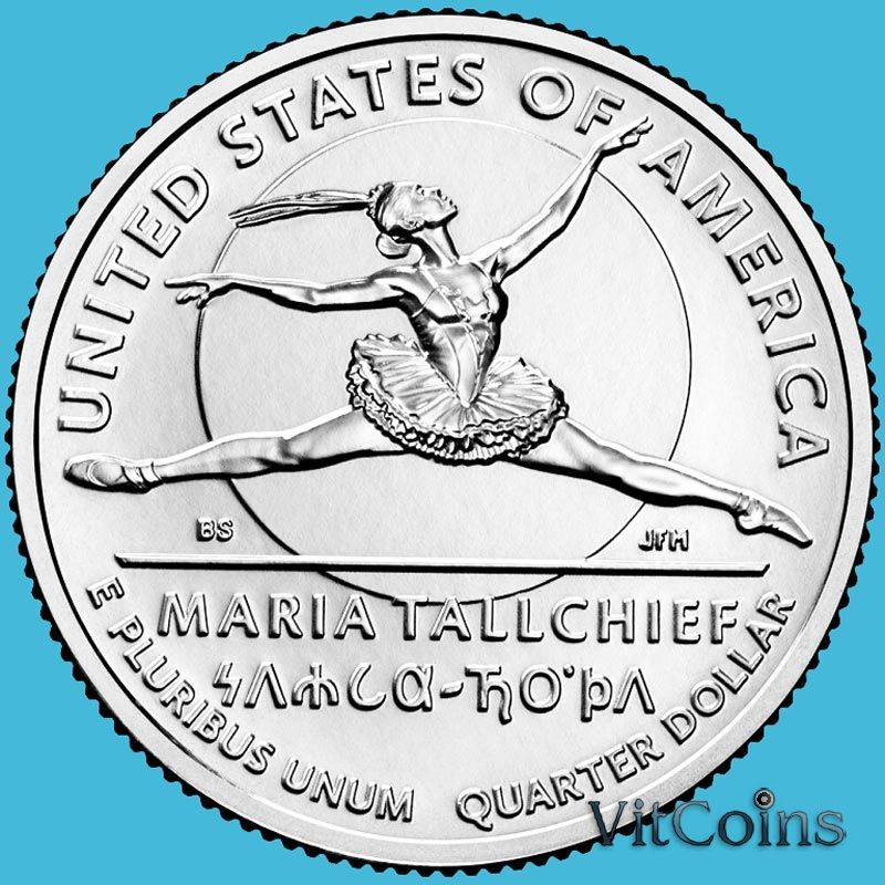 Монета США 25 центов 2023 год. Мария Толчиф. D
