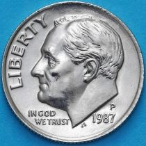США 10 центов (дайм) 1987 год. Р
