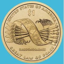 США 1 доллар 2010 год. Сакагавея. Пояс Гайавата. D