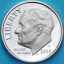 США 10 центов (дайм) 2000 год. S. Серебро. Пруф