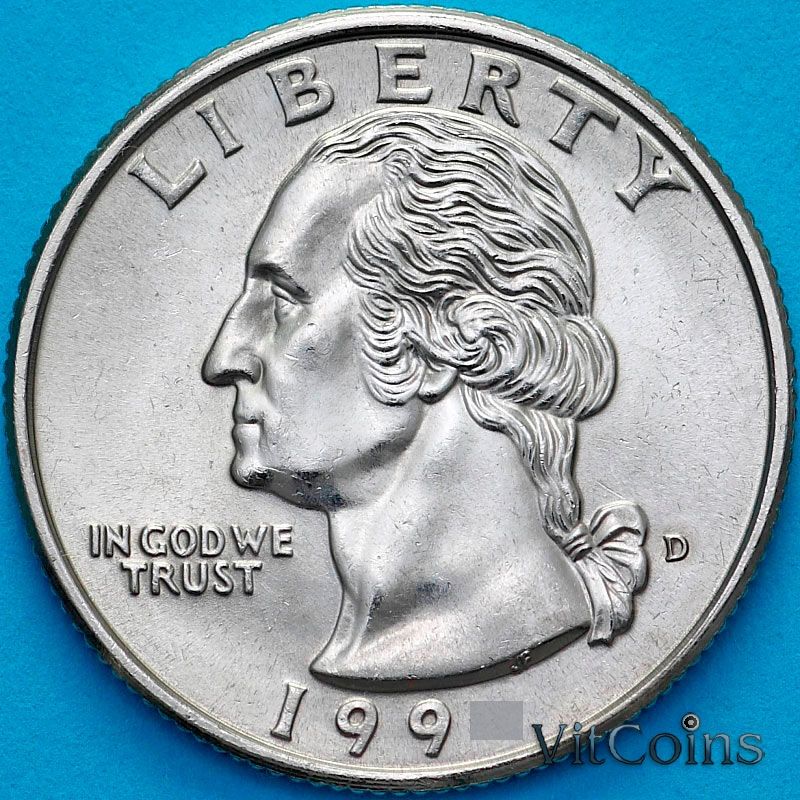 Монета США 25 центов 1996 год. D