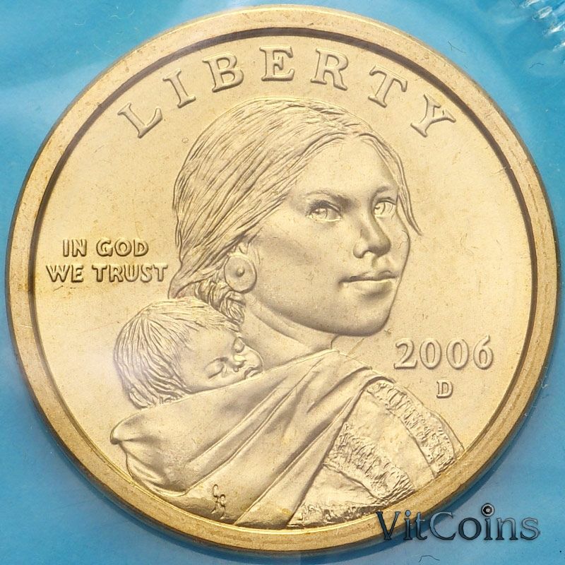 Монета США 1 доллар 2006 год. Сакагавея. Парящий орел.  D Монета США 1 доллар 2006 год. Сакагавея. Парящий орел.  D